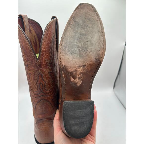 Lucchese 1883  Tan Brown Mad Dog Goat Western women’s 8 B Boots  Snip Toe - Picture 12 of 13